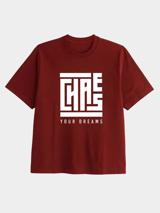 "Chase Your Dreams" Men's Graphic T-Shirt - Deep Burgundy